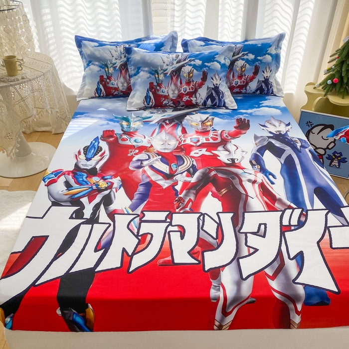 91家纺网 家纺一手货源 找家纺 一电 2024新款卡通床单床笠棕垫床套防尘罩席床垫保护套卡通儿童上下床床单床笠-第二批 帅气奥特曼