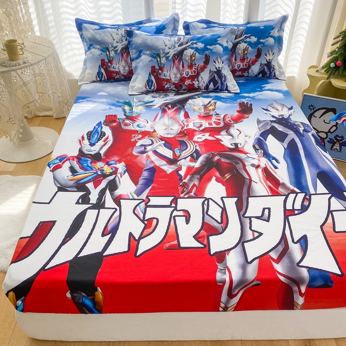 91家纺网 家纺一手货源 找家纺 一电 2024新款卡通床单床笠棕垫床套防尘罩席床垫保护套卡通儿童上下床床单床笠-第二批 帅气奥特曼