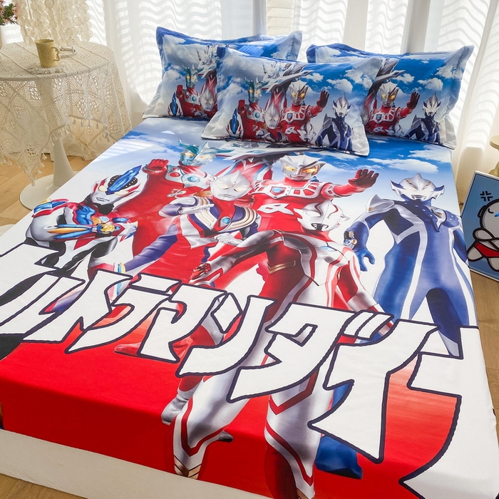 91家纺网 家纺一手货源 找家纺 一电 2024新款卡通床单床笠棕垫床套防尘罩席床垫保护套卡通儿童上下床床单床笠-第二批 帅气奥特曼