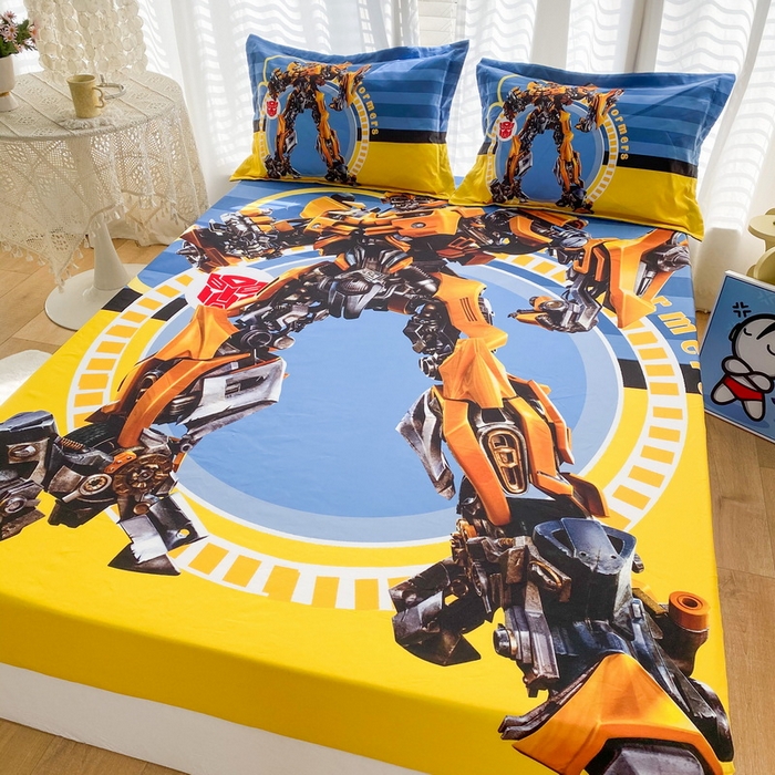 91家纺网 家纺一手货源 找家纺 一电 2024新款卡通床单床笠棕垫床套防尘罩席床垫保护套卡通儿童上下床床单床笠-第二批 黄蜂机器人