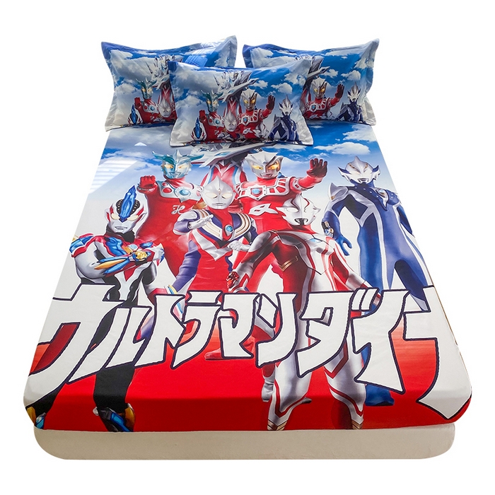 91家纺网 家纺一手货源 找家纺 一电 2024新款卡通床单床笠棕垫床套防尘罩席床垫保护套卡通儿童上下床床单床笠-第二批 帅气奥特曼