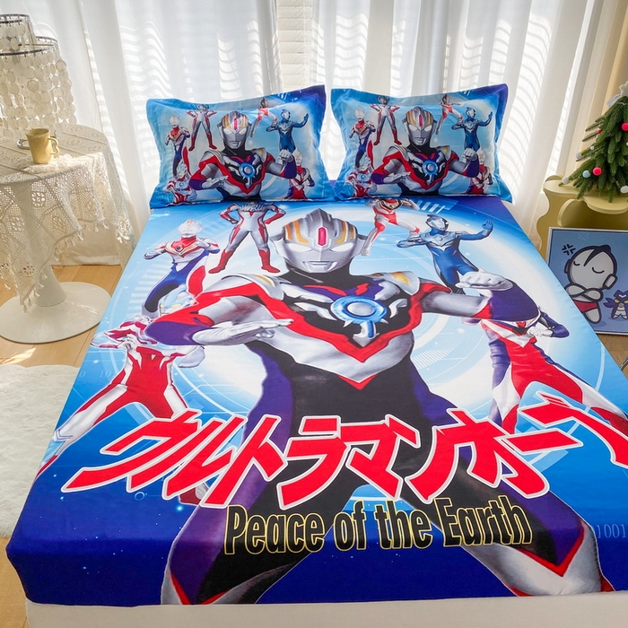 91家纺网 家纺一手货源 找家纺 一电 2024新款卡通床单床笠棕垫床套防尘罩席床垫保护套卡通儿童上下床床单床笠-第二批 奥特曼战队