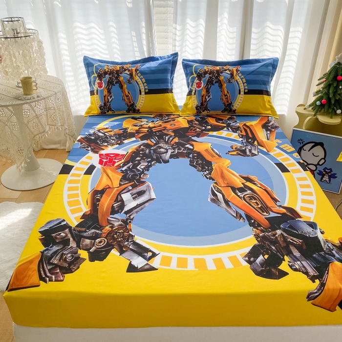 91家纺网 家纺一手货源 找家纺 一电 2024新款卡通床单床笠棕垫床套防尘罩席床垫保护套卡通儿童上下床床单床笠-第二批 黄蜂机器人