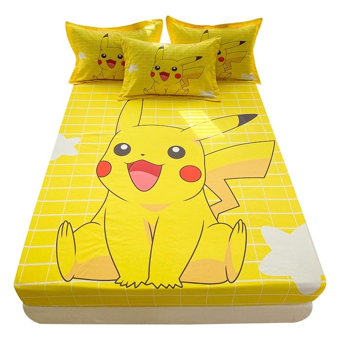 91家纺网 家纺一手货源 找家纺 一电 2024新款卡通床单床笠棕垫床套防尘罩席床垫保护套卡通儿童上下床床单床笠-第二批 网红皮卡丘