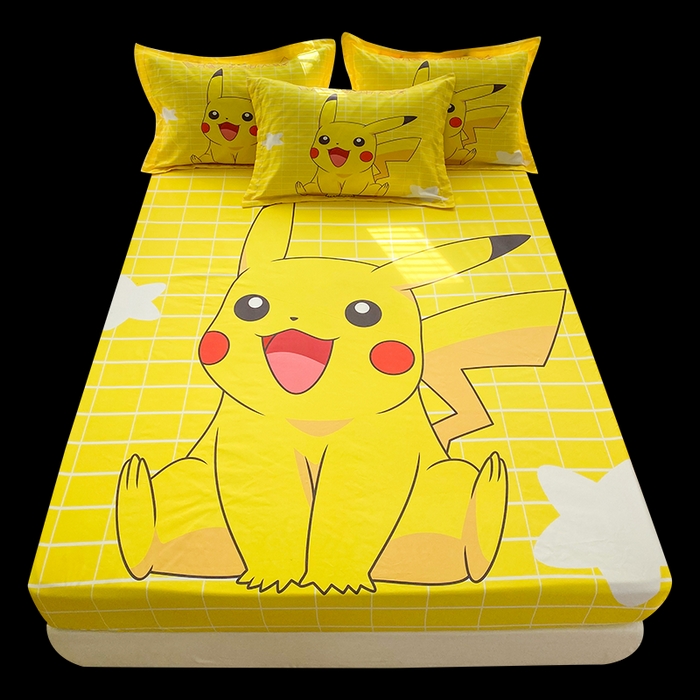 91家纺网 家纺一手货源 找家纺 一电 2024新款卡通床单床笠棕垫床套防尘罩席床垫保护套卡通儿童上下床床单床笠-第二批 网红皮卡丘