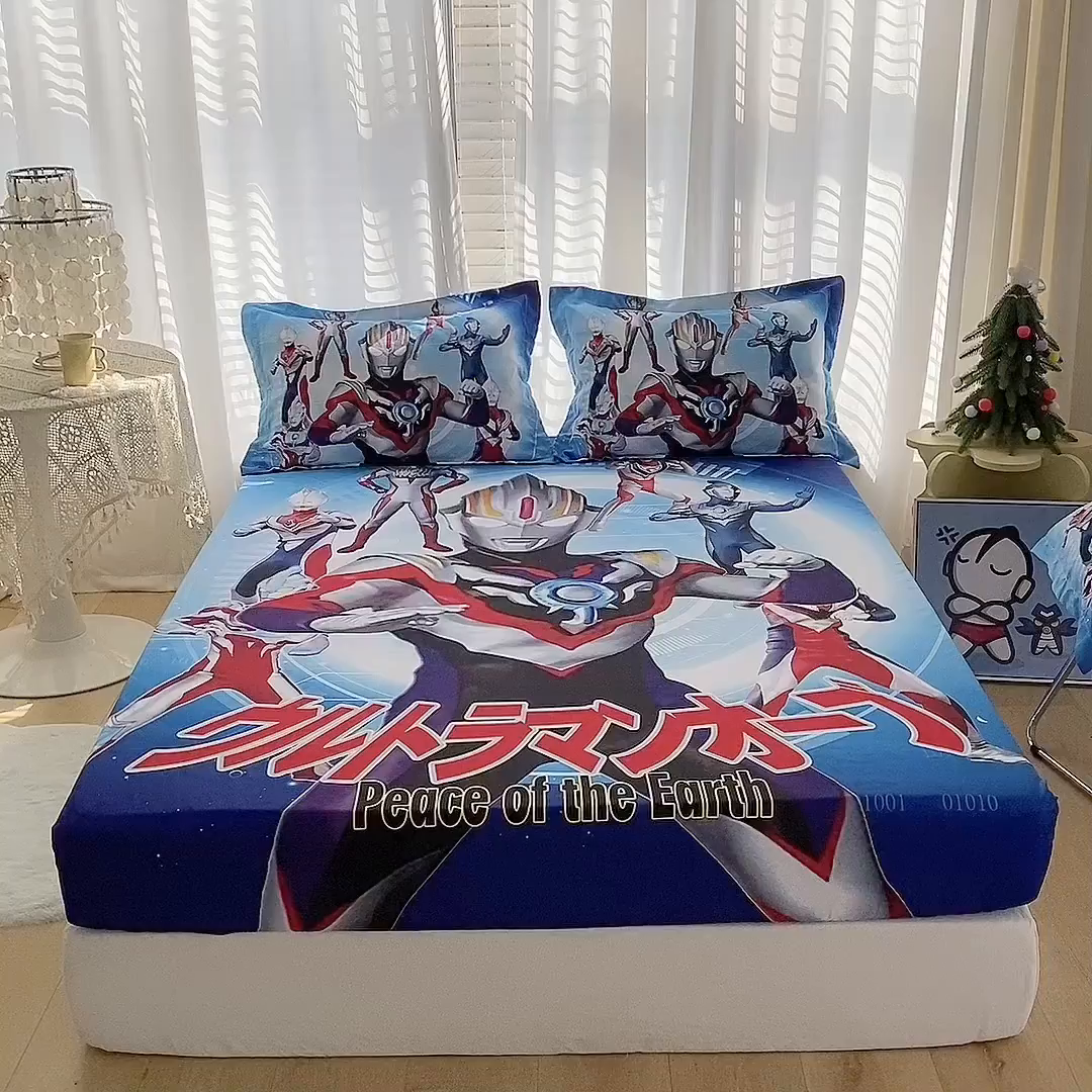 91家纺网 家纺一手货源 找家纺 一电 2024新款卡通床单床笠棕垫床套防尘罩席床垫保护套卡通儿童上下床床单床笠-第二批 奥特曼战队