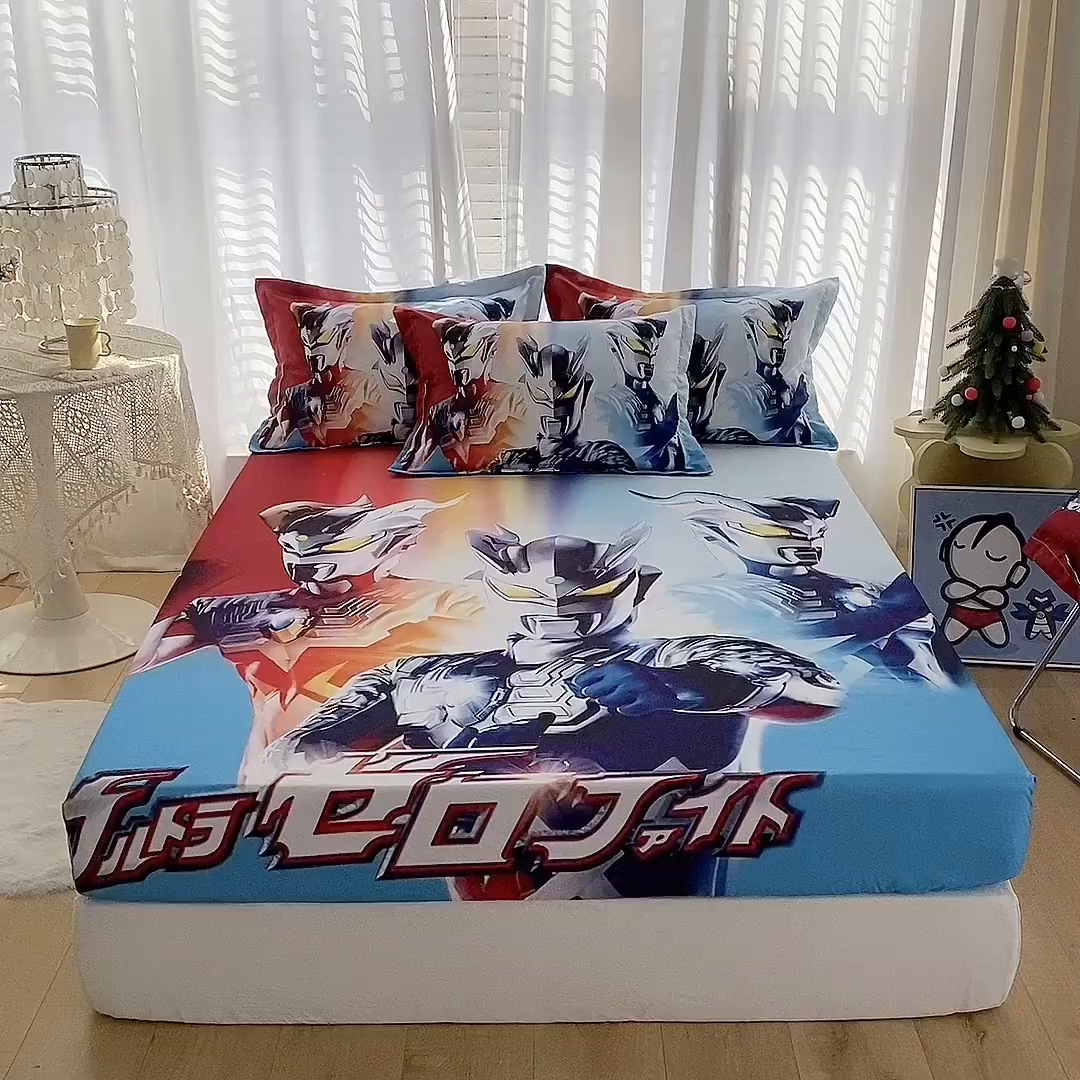 91家纺网 家纺一手货源 找家纺 一电 2024新款卡通床单床笠棕垫床套防尘罩席床垫保护套卡通儿童上下床床单床笠-第二批 星星奥特曼