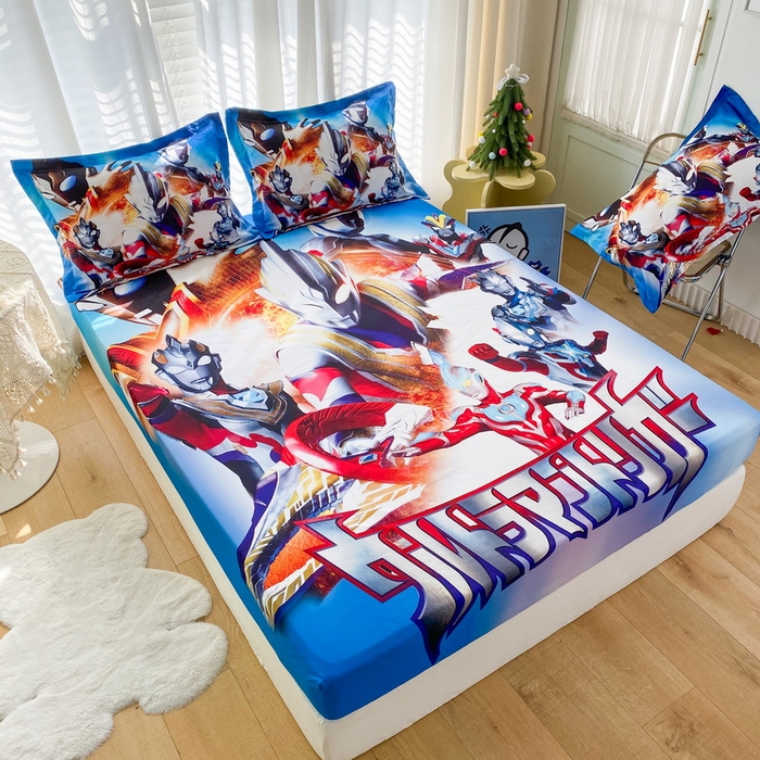 91家纺网 家纺一手货源 找家纺 一电 2024新款卡通床单床笠棕垫床套防尘罩席床垫保护套卡通儿童上下床床单床笠-第二批 闪电奥特曼