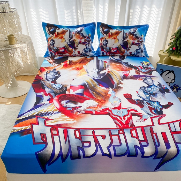 91家纺网 家纺一手货源 找家纺 一电 2024新款卡通床单床笠棕垫床套防尘罩席床垫保护套卡通儿童上下床床单床笠-第二批 闪电奥特曼