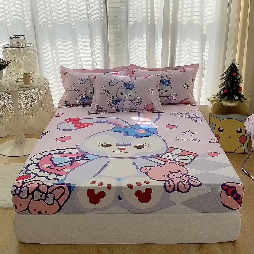 91家纺网 家纺一手货源 找家纺 一电 2024新款卡通床单床笠棕垫床套防尘罩席床垫保护套卡通儿童上下床床单床笠-第二批 冰冰星黛露
