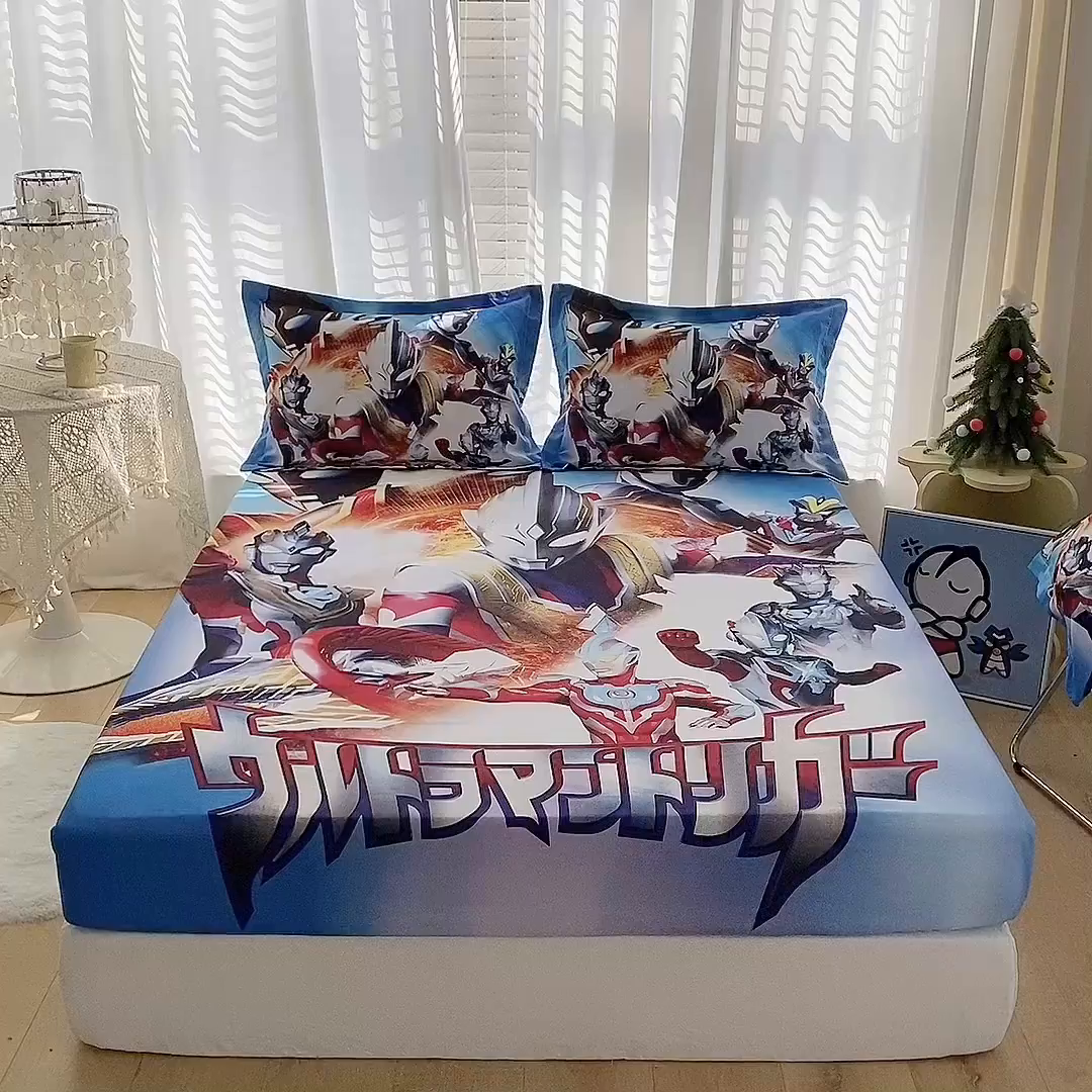 91家纺网 家纺一手货源 找家纺 一电 2024新款卡通床单床笠棕垫床套防尘罩席床垫保护套卡通儿童上下床床单床笠-第二批 闪电奥特曼