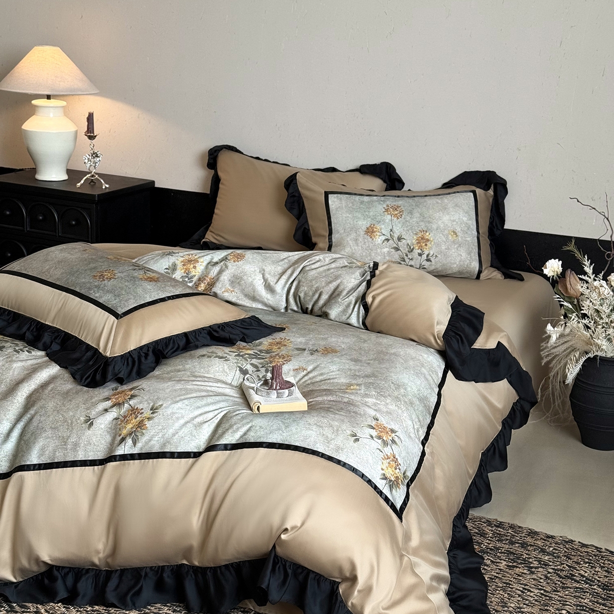 91家纺网 家纺一手货源 找家纺 （总）佳汐蓝家纺 2025秋冬新品天丝棉磨毛数码印花四件套--莱茵庄园