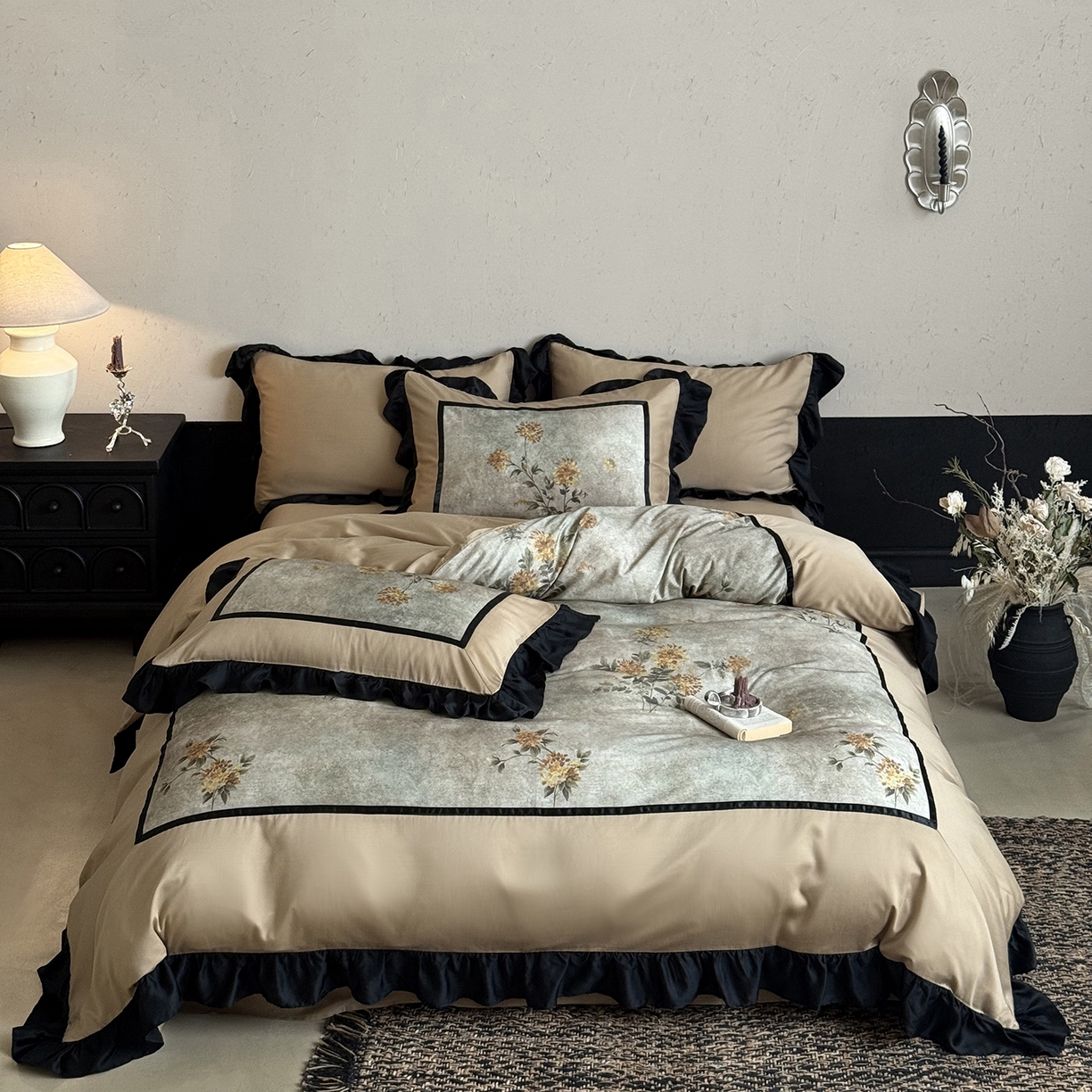 91家纺网 家纺一手货源 找家纺 （总）佳汐蓝家纺 2025秋冬新品天丝棉磨毛数码印花四件套--莱茵庄园