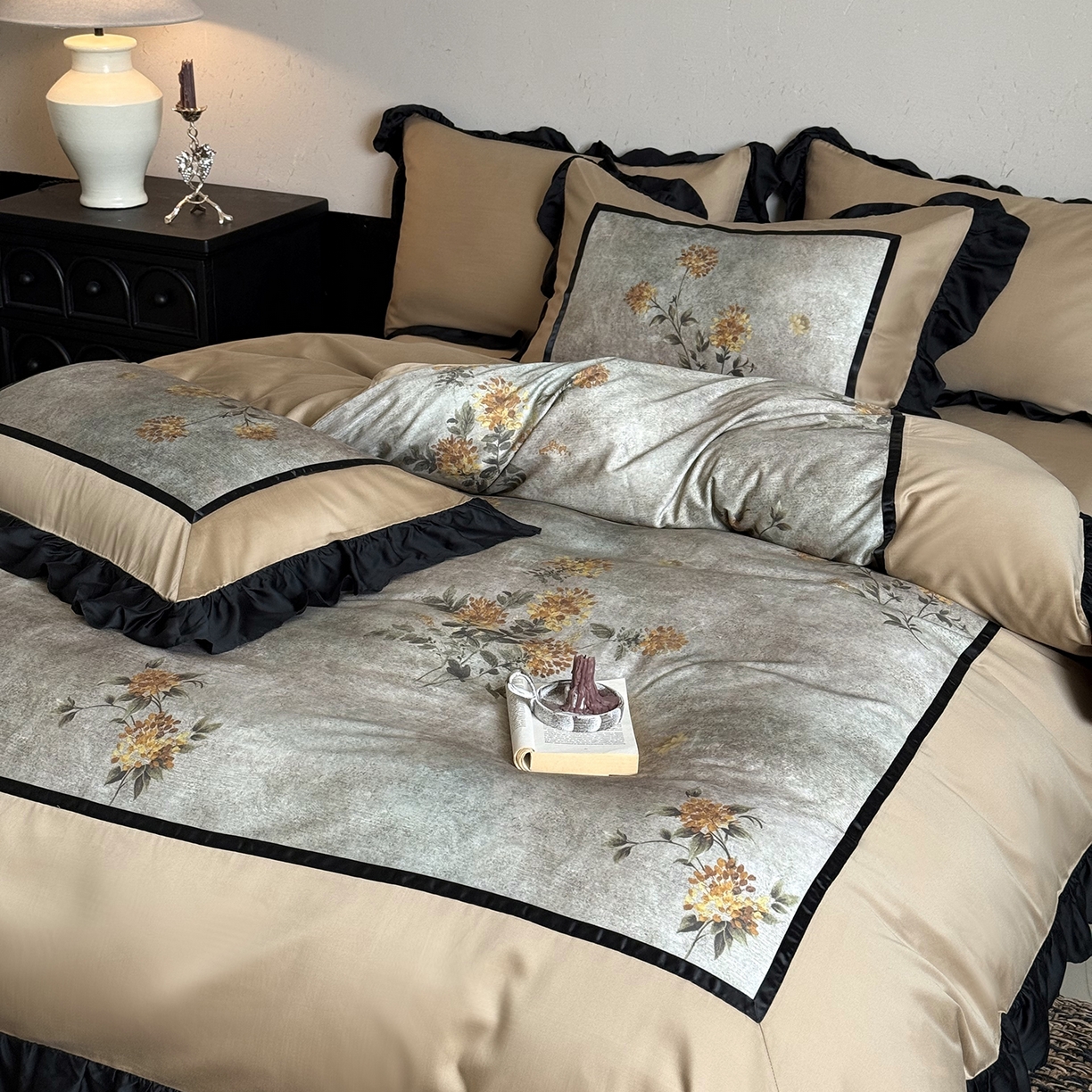 91家纺网 家纺一手货源 找家纺 （总）佳汐蓝家纺 2025秋冬新品天丝棉磨毛数码印花四件套--莱茵庄园