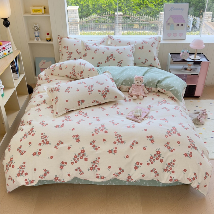 91家纺网 家纺一手货源 找家纺 （总）鑫宇 2025新款全棉纯棉13372小清新印花四件套