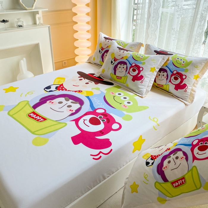 91家纺网 家纺一手货源 找家纺 一电 2024新款卡通床单床笠棕垫床套防尘罩席床垫保护套卡通儿童上下床床单床笠-第三批 草莓总动员