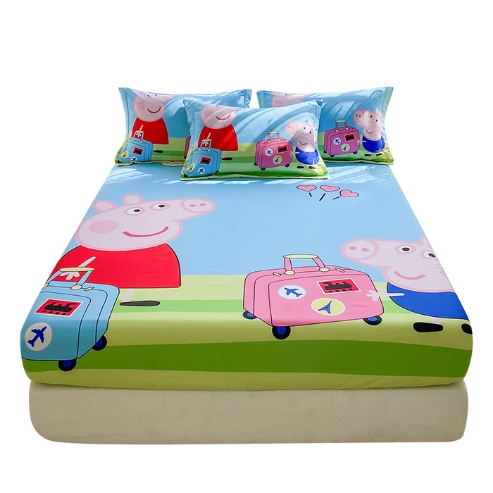 91家纺网 家纺一手货源 找家纺 一电 2024新款卡通床单床笠棕垫床套防尘罩席床垫保护套卡通儿童上下床床单床笠-第三批 旅行佩奇