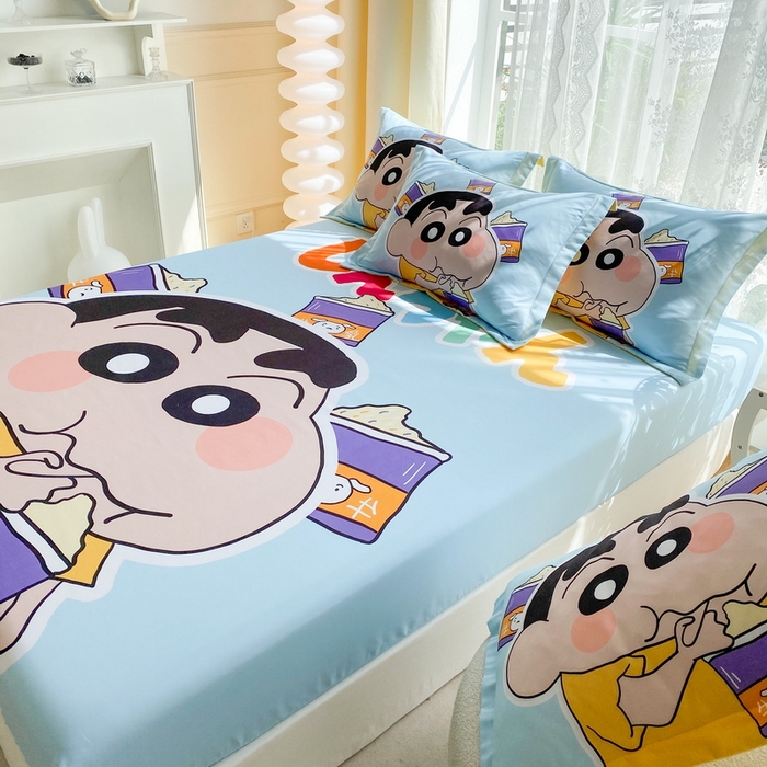 91家纺网 家纺一手货源 找家纺 一电 2024新款卡通床单床笠棕垫床套防尘罩席床垫保护套卡通儿童上下床床单床笠-第三批 奶茶小新