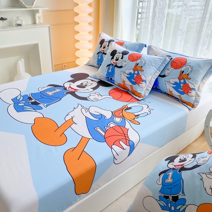 91家纺网 家纺一手货源 找家纺 一电 2024新款卡通床单床笠棕垫床套防尘罩席床垫保护套卡通儿童上下床床单床笠-第三批 篮球米奇