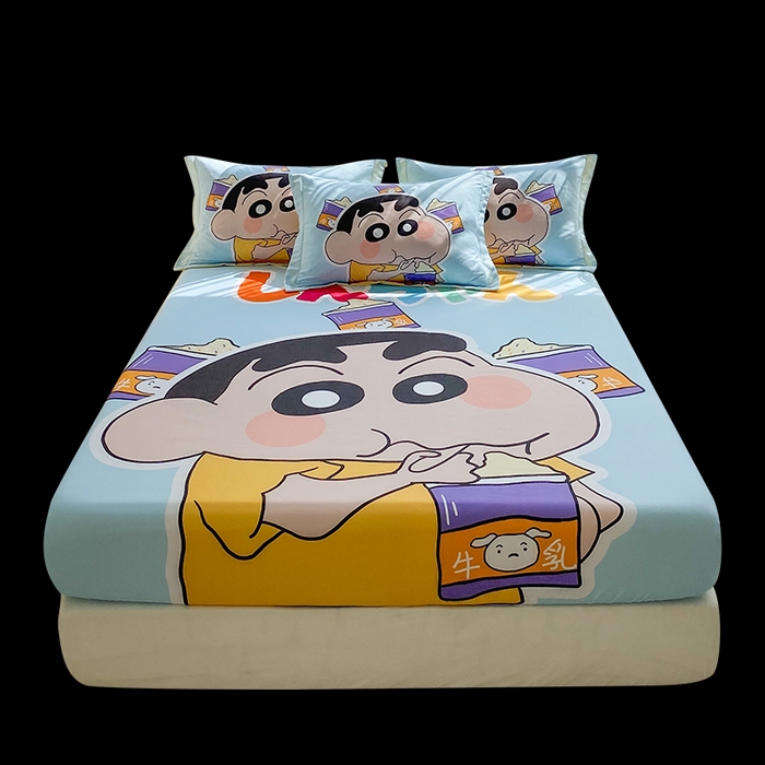 91家纺网 家纺一手货源 找家纺 一电 2024新款卡通床单床笠棕垫床套防尘罩席床垫保护套卡通儿童上下床床单床笠-第三批 奶茶小新