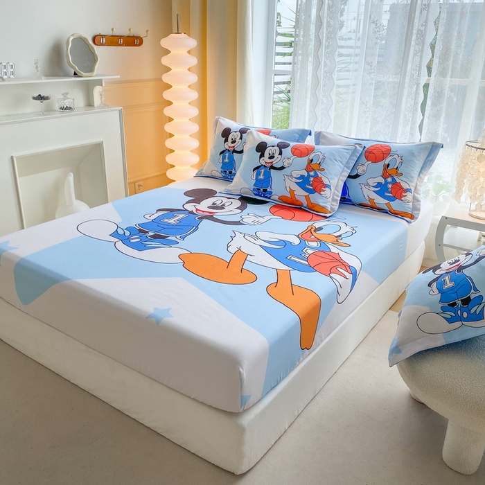 91家纺网 家纺一手货源 找家纺 一电 2024新款卡通床单床笠棕垫床套防尘罩席床垫保护套卡通儿童上下床床单床笠-第三批 篮球米奇