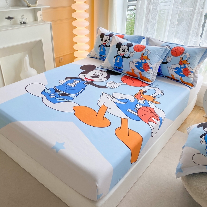 91家纺网 家纺一手货源 找家纺 一电 2024新款卡通床单床笠棕垫床套防尘罩席床垫保护套卡通儿童上下床床单床笠-第三批 篮球米奇