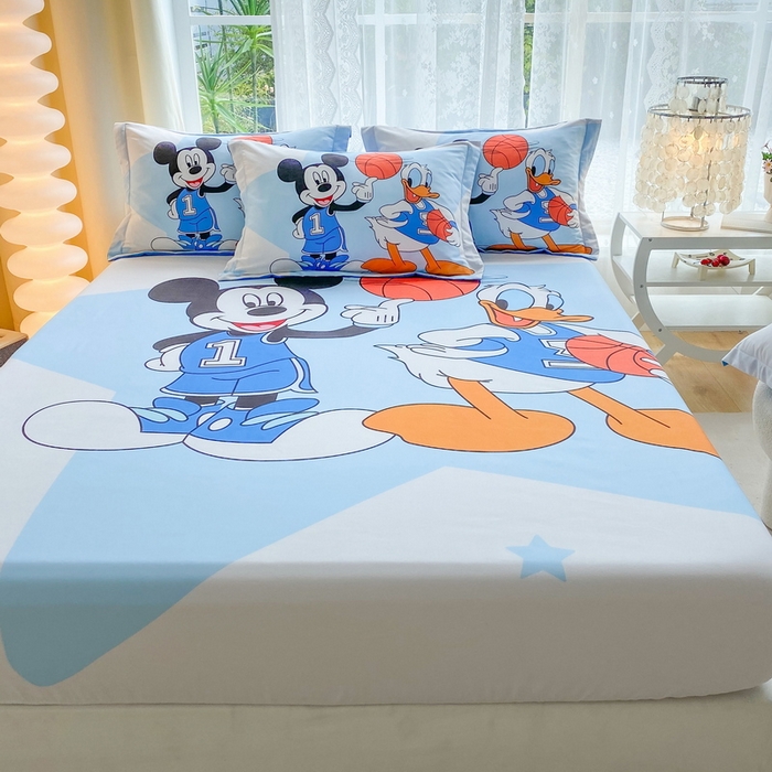 91家纺网 家纺一手货源 找家纺 一电 2024新款卡通床单床笠棕垫床套防尘罩席床垫保护套卡通儿童上下床床单床笠-第三批 篮球米奇