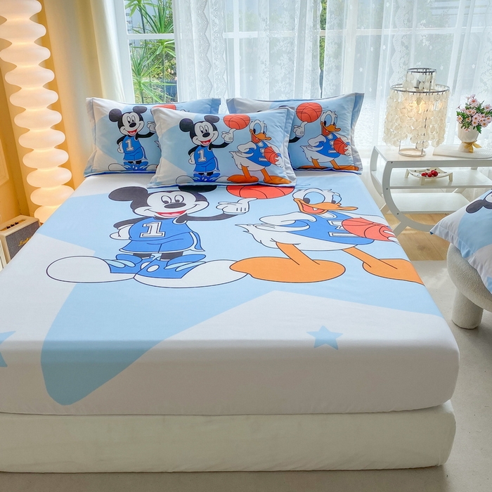 91家纺网 家纺一手货源 找家纺 一电 2024新款卡通床单床笠棕垫床套防尘罩席床垫保护套卡通儿童上下床床单床笠-第三批 篮球米奇