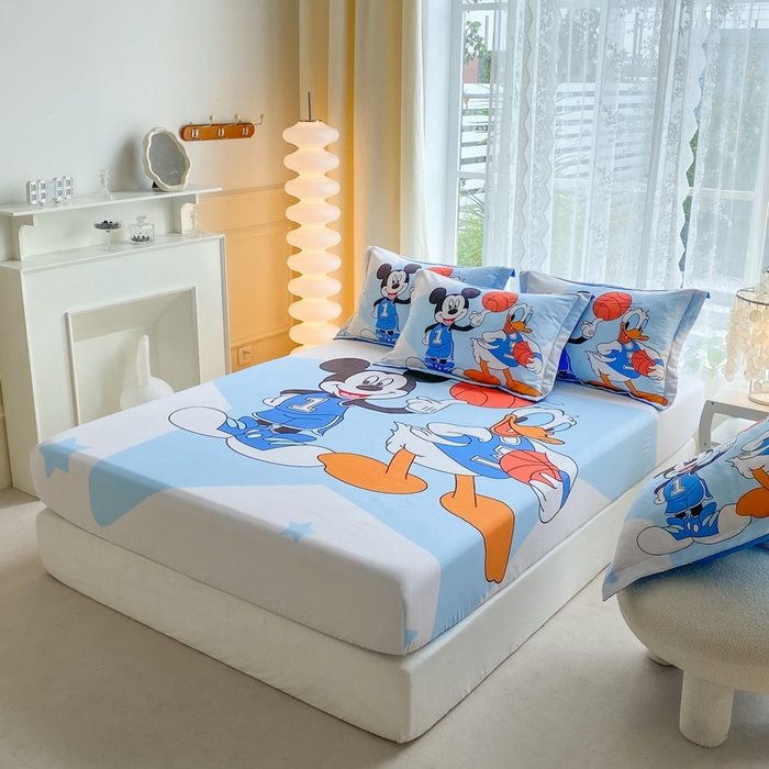 91家纺网 家纺一手货源 找家纺 一电 2024新款卡通床单床笠棕垫床套防尘罩席床垫保护套卡通儿童上下床床单床笠-第三批 篮球米奇