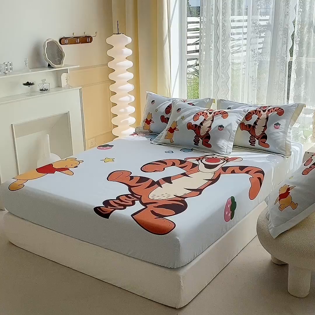 91家纺网 家纺一手货源 找家纺 一电 2024新款卡通床单床笠棕垫床套防尘罩席床垫保护套卡通儿童上下床床单床笠-第三批 街舞虎