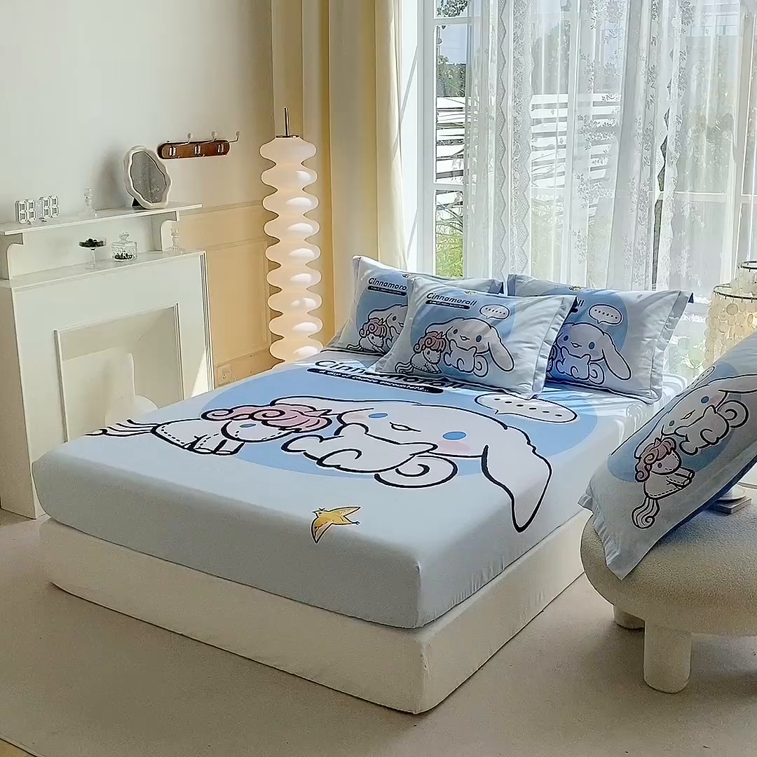 91家纺网 家纺一手货源 找家纺 一电 2024新款卡通床单床笠棕垫床套防尘罩席床垫保护套卡通儿童上下床床单床笠-第三批 可爱玉桂狗