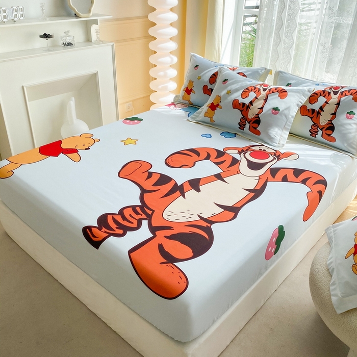 91家纺网 家纺一手货源 找家纺 一电 2024新款卡通床单床笠棕垫床套防尘罩席床垫保护套卡通儿童上下床床单床笠-第三批 街舞虎