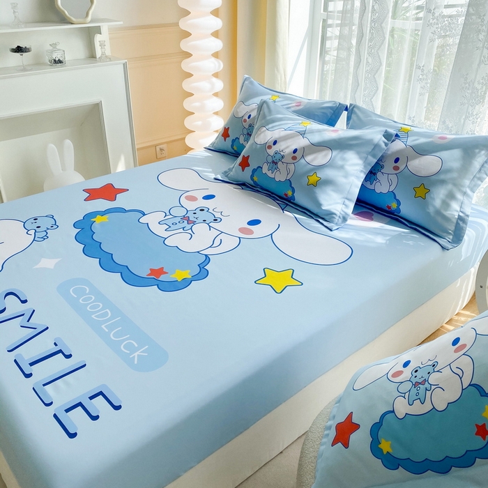 91家纺网 家纺一手货源 找家纺 一电 2024新款卡通床单床笠棕垫床套防尘罩席床垫保护套卡通儿童上下床床单床笠-第三批 小熊玉桂狗