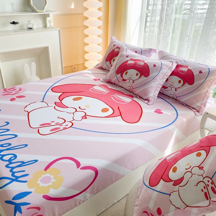 91家纺网 家纺一手货源 找家纺 一电 2024新款卡通床单床笠棕垫床套防尘罩席床垫保护套卡通儿童上下床床单床笠-第三批 咪咪美乐