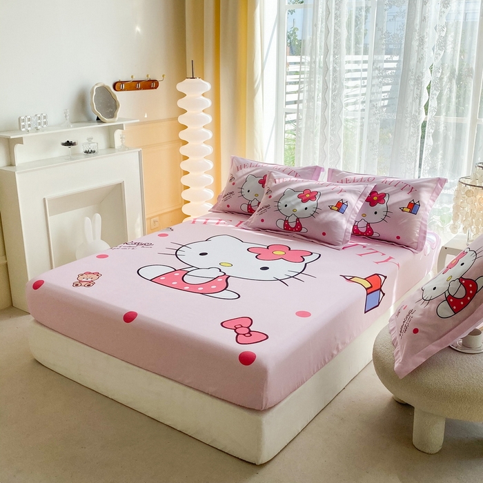 91家纺网 家纺一手货源 找家纺 一电 2024新款卡通床单床笠棕垫床套防尘罩席床垫保护套卡通儿童上下床床单床笠-第三批 萌萌KT