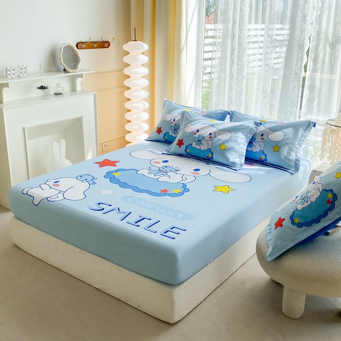 91家纺网 家纺一手货源 找家纺 一电 2024新款卡通床单床笠棕垫床套防尘罩席床垫保护套卡通儿童上下床床单床笠-第三批 小熊玉桂狗