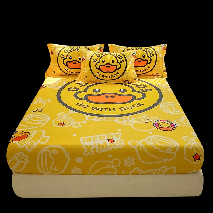 91家纺网 家纺一手货源 找家纺 一电 2024新款卡通床单床笠棕垫床套防尘罩席床垫保护套卡通儿童上下床床单床笠-第三批 黄小鸭