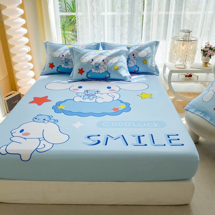 91家纺网 家纺一手货源 找家纺 一电 2024新款卡通床单床笠棕垫床套防尘罩席床垫保护套卡通儿童上下床床单床笠-第三批 小熊玉桂狗