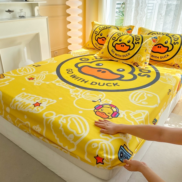 一电 2024新款卡通床单床笠棕垫床套防尘罩席床垫保护套卡通儿童上下床床单床笠-第三批 黄小鸭