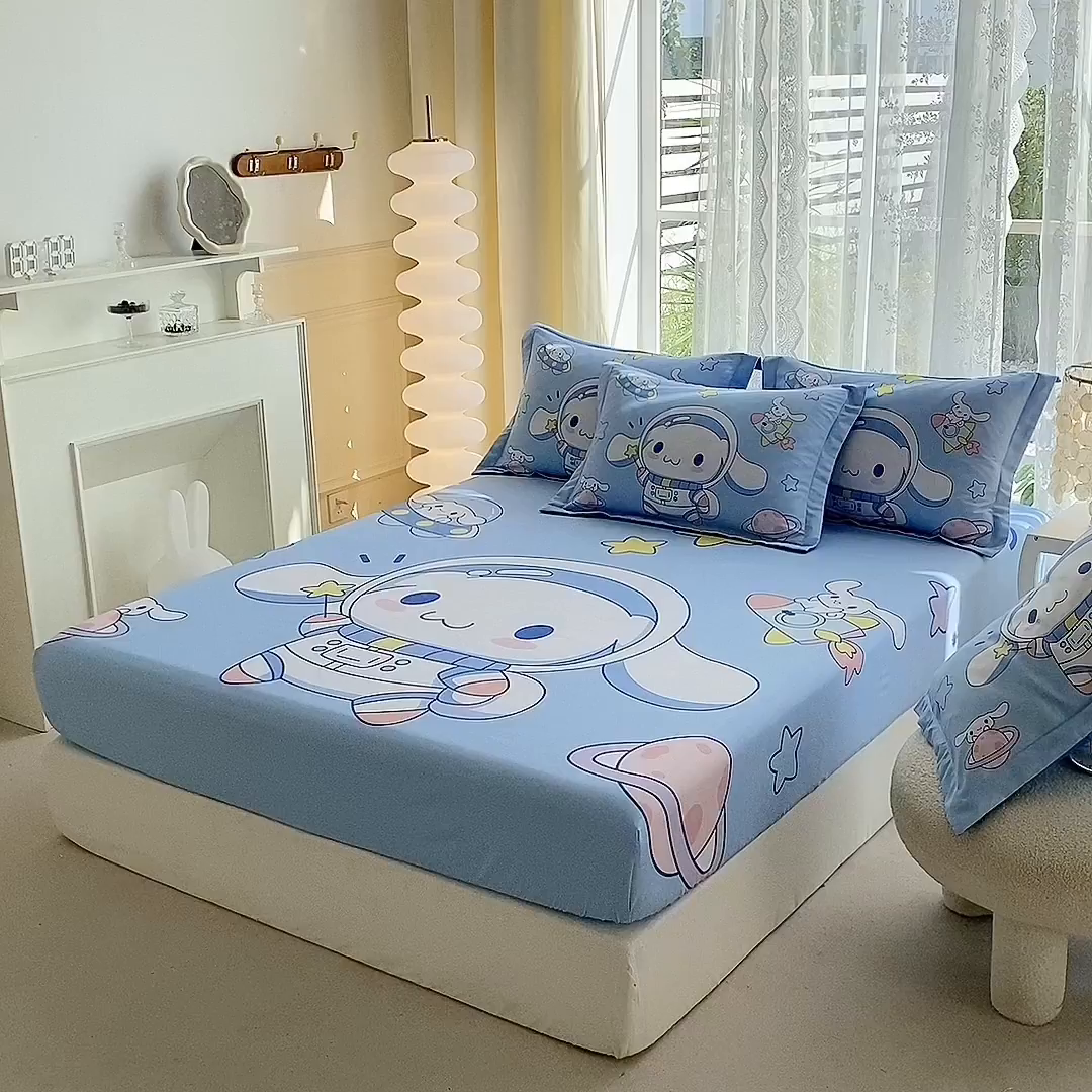 91家纺网 家纺一手货源 找家纺 一电 2024新款卡通床单床笠棕垫床套防尘罩席床垫保护套卡通儿童上下床床单床笠-第三批 太空玉桂狗
