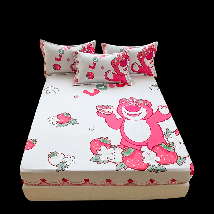 91家纺网 家纺一手货源 找家纺 一电 2025卡通床单床笠棕垫床套防尘罩席床垫保护套卡通儿童上下床床单床笠第四批 花边熊