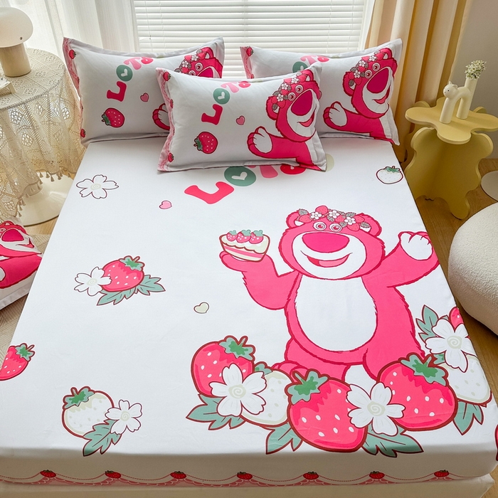 91家纺网 家纺一手货源 找家纺 一电 2025卡通床单床笠棕垫床套防尘罩席床垫保护套卡通儿童上下床床单床笠第四批 花边熊