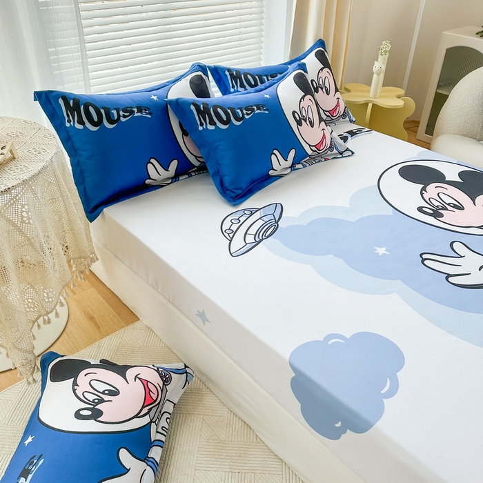 91家纺网 家纺一手货源 找家纺 一电 2025卡通床单床笠棕垫床套防尘罩席床垫保护套卡通儿童上下床床单床笠第四批 太空米奇