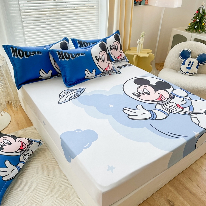 91家纺网 家纺一手货源 找家纺 一电 2025卡通床单床笠棕垫床套防尘罩席床垫保护套卡通儿童上下床床单床笠第四批 太空米奇