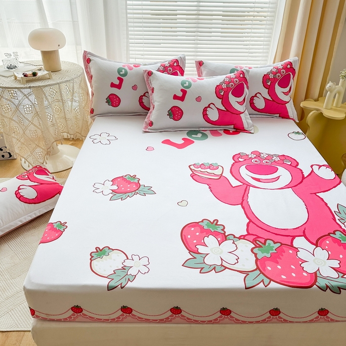 91家纺网 家纺一手货源 找家纺 一电 2025卡通床单床笠棕垫床套防尘罩席床垫保护套卡通儿童上下床床单床笠第四批 花边熊