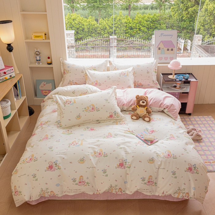 鑫宇 2025新款全棉纯棉13372小清新印花四件套 爱丽丝