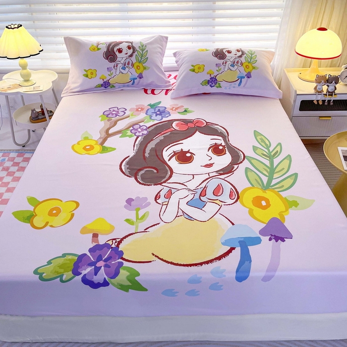 91家纺网 家纺一手货源 找家纺 一电 2025卡通床单床笠棕垫床套防尘罩席床垫保护套卡通儿童上下床床单床笠第五批 花朵公主
