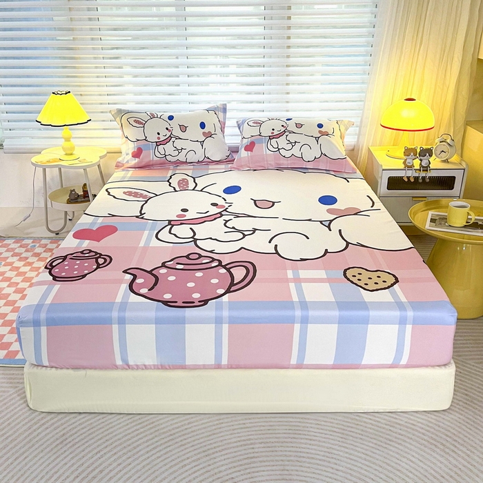 91家纺网 家纺一手货源 找家纺 一电 2025卡通床单床笠棕垫床套防尘罩席床垫保护套卡通儿童上下床床单床笠第五批 小兔玉桂狗