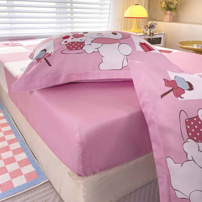 91家纺网 家纺一手货源 找家纺 一电 2025卡通床单床笠棕垫床套防尘罩席床垫保护套卡通儿童上下床床单床笠第五批 公主美乐蒂