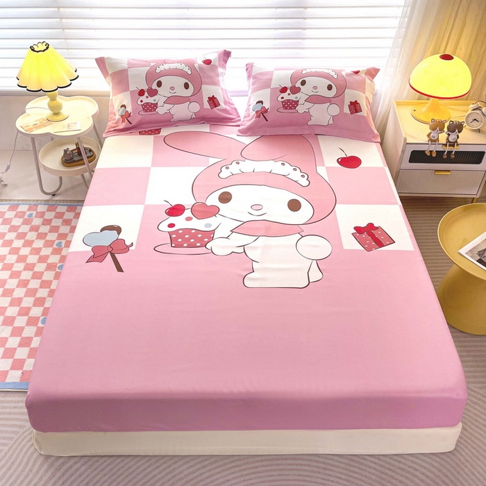 91家纺网 家纺一手货源 找家纺 一电 2025卡通床单床笠棕垫床套防尘罩席床垫保护套卡通儿童上下床床单床笠第五批 公主美乐蒂